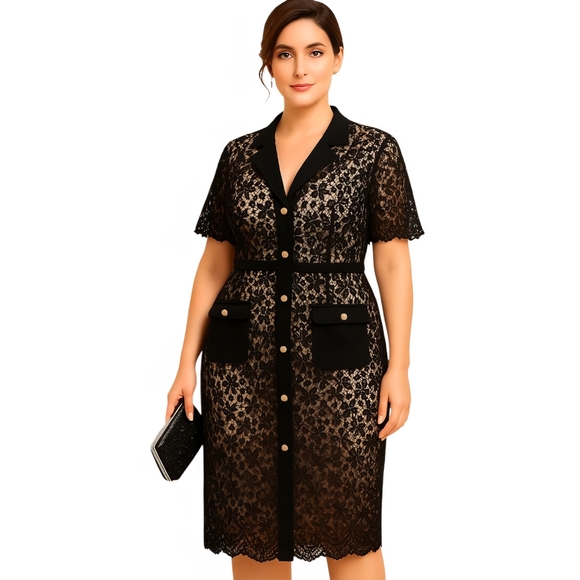 Elegant Black Lace Dress – SHEIN Size XL (US 12 / EU 44) - Picture 1 of 6